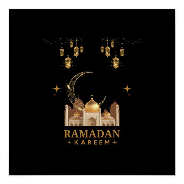 Póster Feliz Ramadan Kareem -Saludos de Eid Mubarak (Anverso)