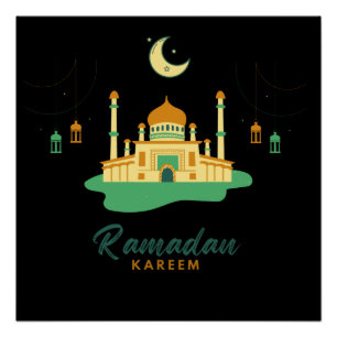 Póster Feliz Ramadán Kareem Y Eid Mubarak 2024