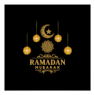 Póster Feliz Ramadán Kareem Y Fiesta De Eid Mubarak 2024