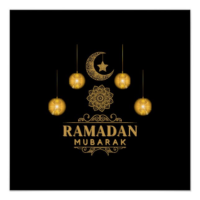 Póster Feliz Ramadán Kareem Y Fiesta De Eid Mubarak 2024 (Anverso)