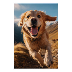 Póster Feliz recuperación de oro corriendo