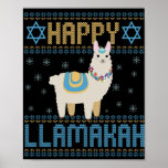 Póster Feliz regalo de Hamakah Funny Jewish Hanukkah Lama<br><div class="desc">chanukah,  lamakah,  hanukkah,  dreidel,  jewish,  feo,  suéter,  llama,  navidades,  punto</div>