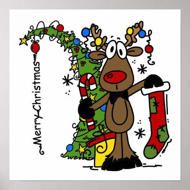 Póster Feliz reno navideño (Frente)