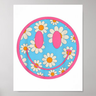 Póster Feliz Retro Daisy sonreír frente a hombres estétic