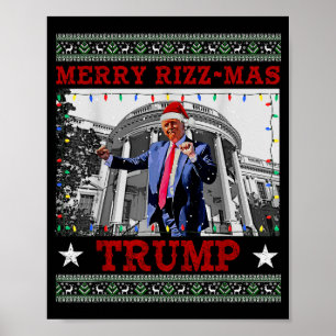 Póster Feliz Rizzmas Trump Divertido Humorístico Baile de