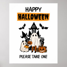 Póster Feliz Rótulo de Halloween "Please Take One" de Can