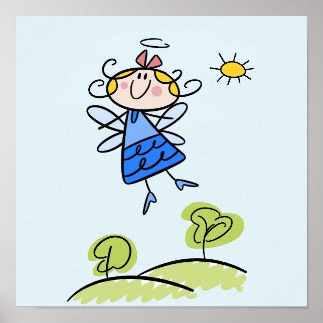 Póster Feliz Salto de hadas ángel y baile fuera (Frente)
