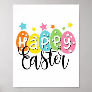 Póster Feliz Semana Santa Conejo Huevos Caza Camisas del 