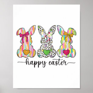 Póster Feliz Semana Santa Cute Coquette Pascua Conejo Con