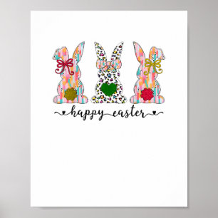 Póster Feliz Semana Santa Cute Coquette Pascua Conejo Con