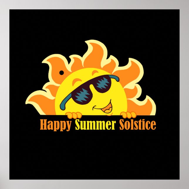 Póster feliz solsticio de verano 2024 negro (Frente)