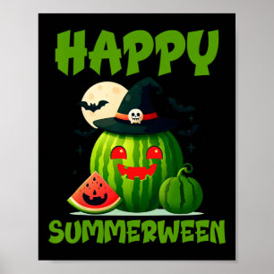 Póster Feliz Summerween Sandía Jack-o-lantern de verano