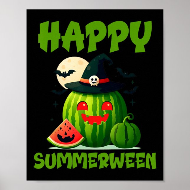 Póster Feliz Summerween Sandía Jack-o-lantern de verano (Frente)