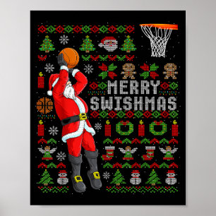 Póster Feliz Swishmas Navidades feas Baloncesto Navidad