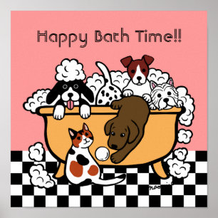 Póster Feliz tiempo de baño Chocolate Labrador Personaliz
