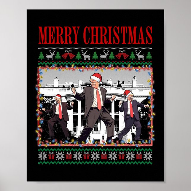 Póster Feliz Trumpmas - Danza de Papá Noel Donald Trump (Frente)