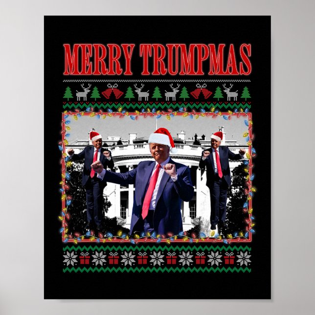 Póster Feliz Trumpmas Donald Trump, navidad Santa (Frente)