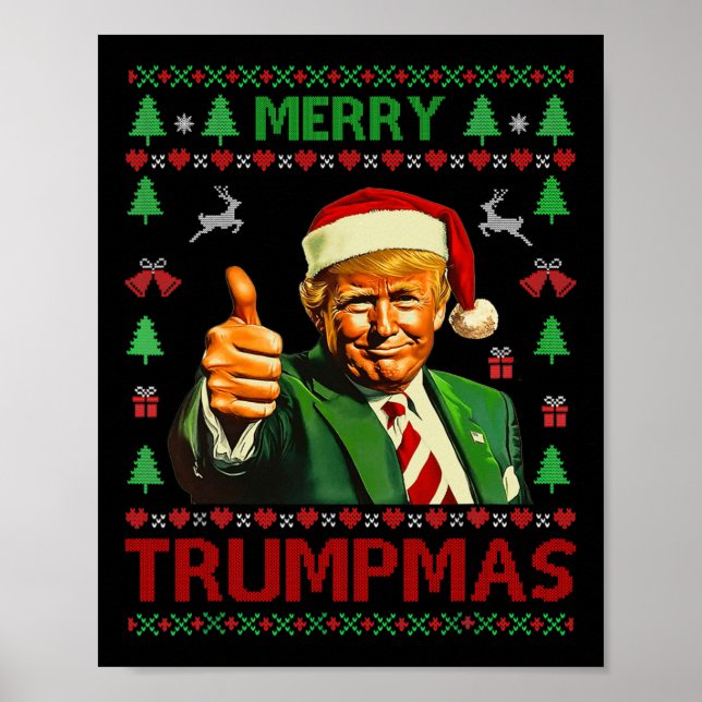 Póster Feliz Trumpmas Graciosos Navidades feos suéter el  (Frente)