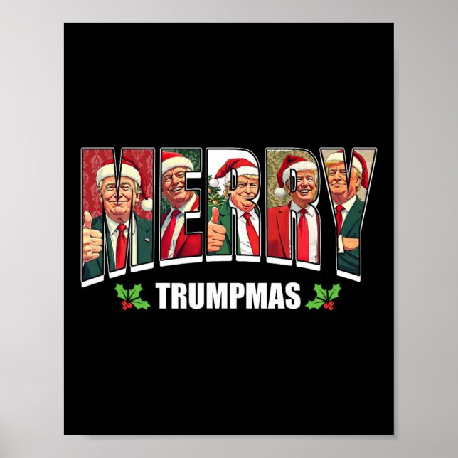 Póster Feliz Trumpmas Santa Trump Navidades Pajamas diver (Frente)