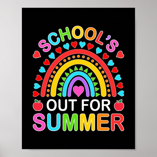 Póster Feliz último día de verano del arco iris escolar p (Frente)