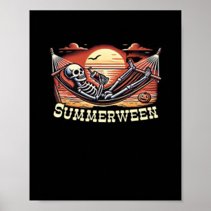Póster Feliz verano entre bebida en Skeleton Summer Hallo