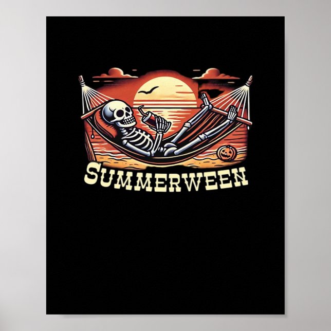 Póster Feliz verano entre bebida en Skeleton Summer Hallo (Frente)
