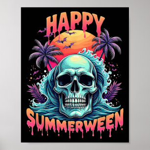 Póster Feliz verano entre esqueletos sandía de verano Jac