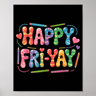 Póster Feliz Viernes Divertido Maestro Día Divertido Vier