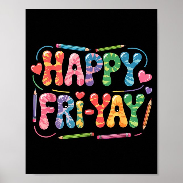 Póster Feliz Viernes Divertido Maestro Día Divertido Vier (Frente)