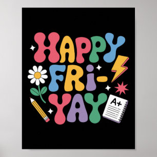 Póster Feliz Viernes Divertido Vida De Maestro Fin De Sem