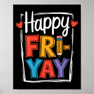 Póster Feliz viernes para mujeres Fri-yay profesora escue