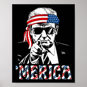 Póster Feliz Vintage Trump 4 de julio Patriótico América