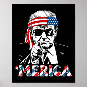 Póster Feliz Vintage Trump 4 de julio Patriótico América