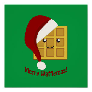 Póster Feliz Wafflemas Navideño Waffle