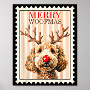 Póster Feliz Woofmas Reno Renos Perros Doodle
