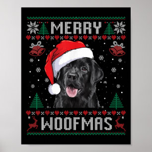 Póster Feliz Woofmas Suéter Feo Labrador Negro Navidad Ch