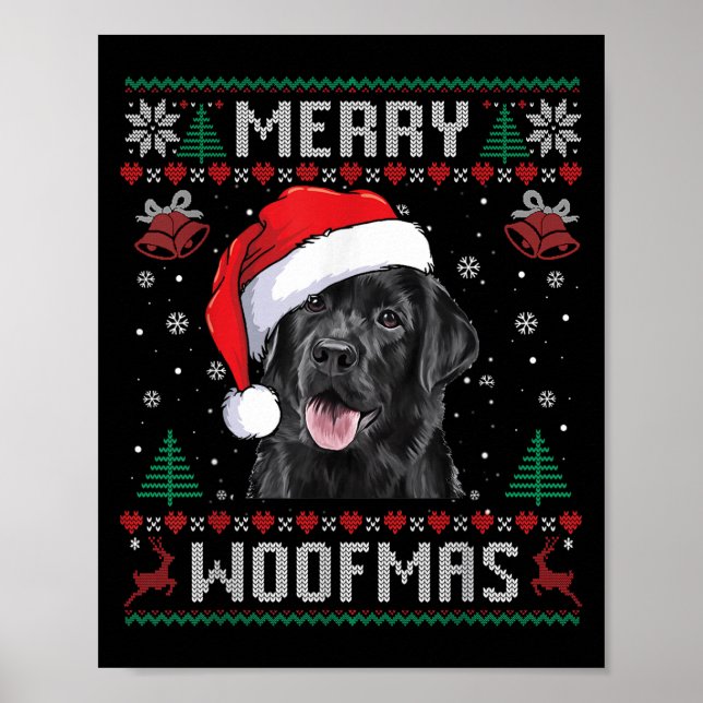 Póster Feliz Woofmas Suéter Feo Labrador Negro Navidad Ch (Frente)