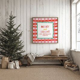Póster Feliz y brillante Gingham personalizado Rojo y Ros