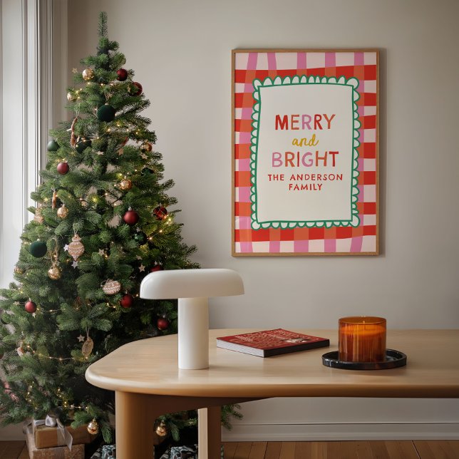 Póster Feliz y brillante Gingham personalizado Rojo y Ros (Subido por el creador)