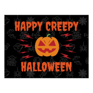 Póster Feliz y espeluznante Halloween