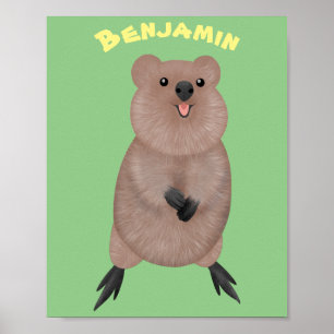 Póster Feliz y lindo diseño de personalizados de quokka