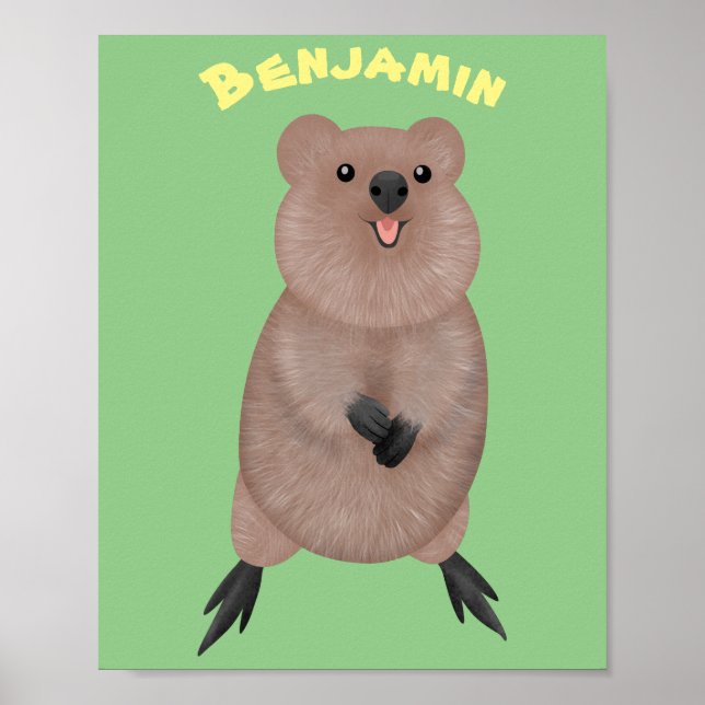 Póster Feliz y lindo diseño de personalizados de quokka (Frente)