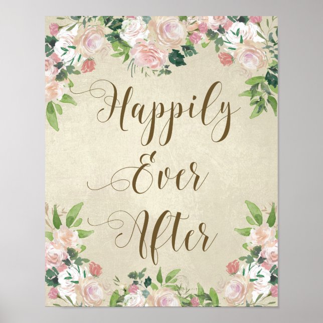 Póster felizmente siempre después de la firma del boda de (Frente)