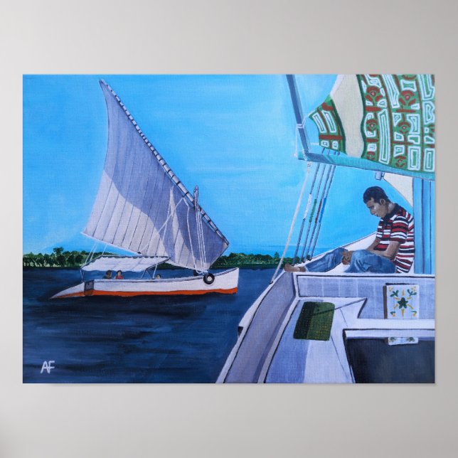 Póster Feluccas en el Nilo Pintura de Alfred Fox (Frente)