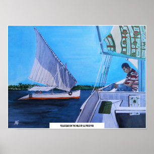 Póster Feluccas en el Nilo Pintura de Alfred Fox