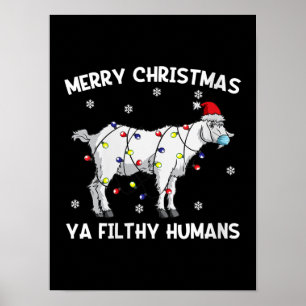 Póster Femeninas Feliz Navidad Cabra Face Mask Goat Santa