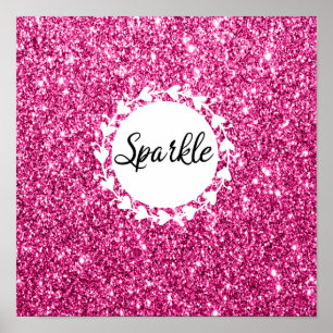 Póster Femenino y glamuroso brillo rosa caliente Corazone