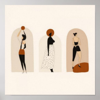 Póster Feminine Geometric Line Art Set V