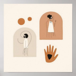 Póster Feminine Geometric Line Art Set VI