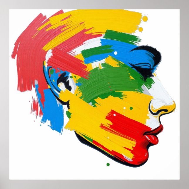 Póster Feminismo moderno con pintura manual abstracta (Frente)